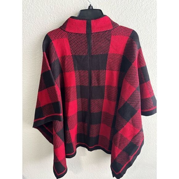 ❤️Anne Klein Buffalo Plaid Poncho - Picture 4 of 4